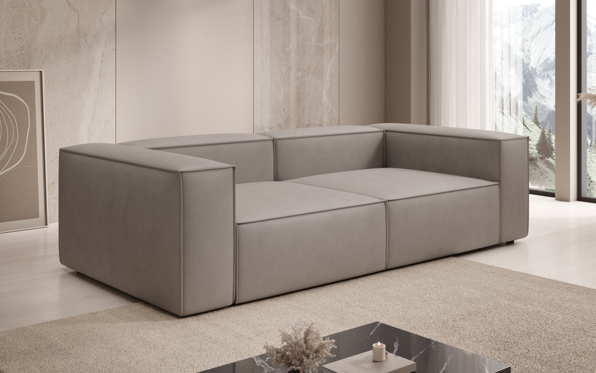 Designer Sofa Lesley 3 Sitzer in Echtleder