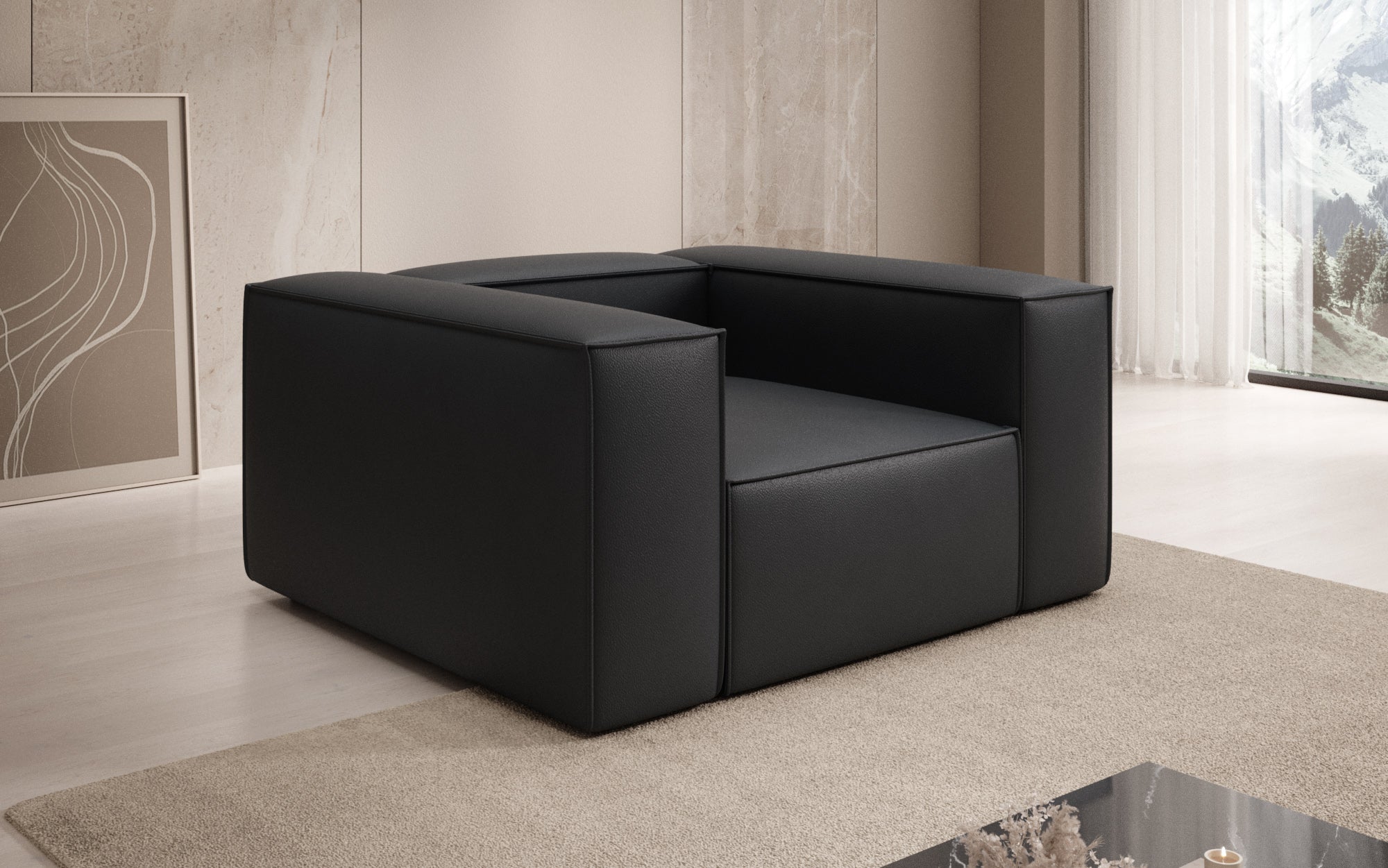 Designer Sofa-Sessel Lesley in Echtleder