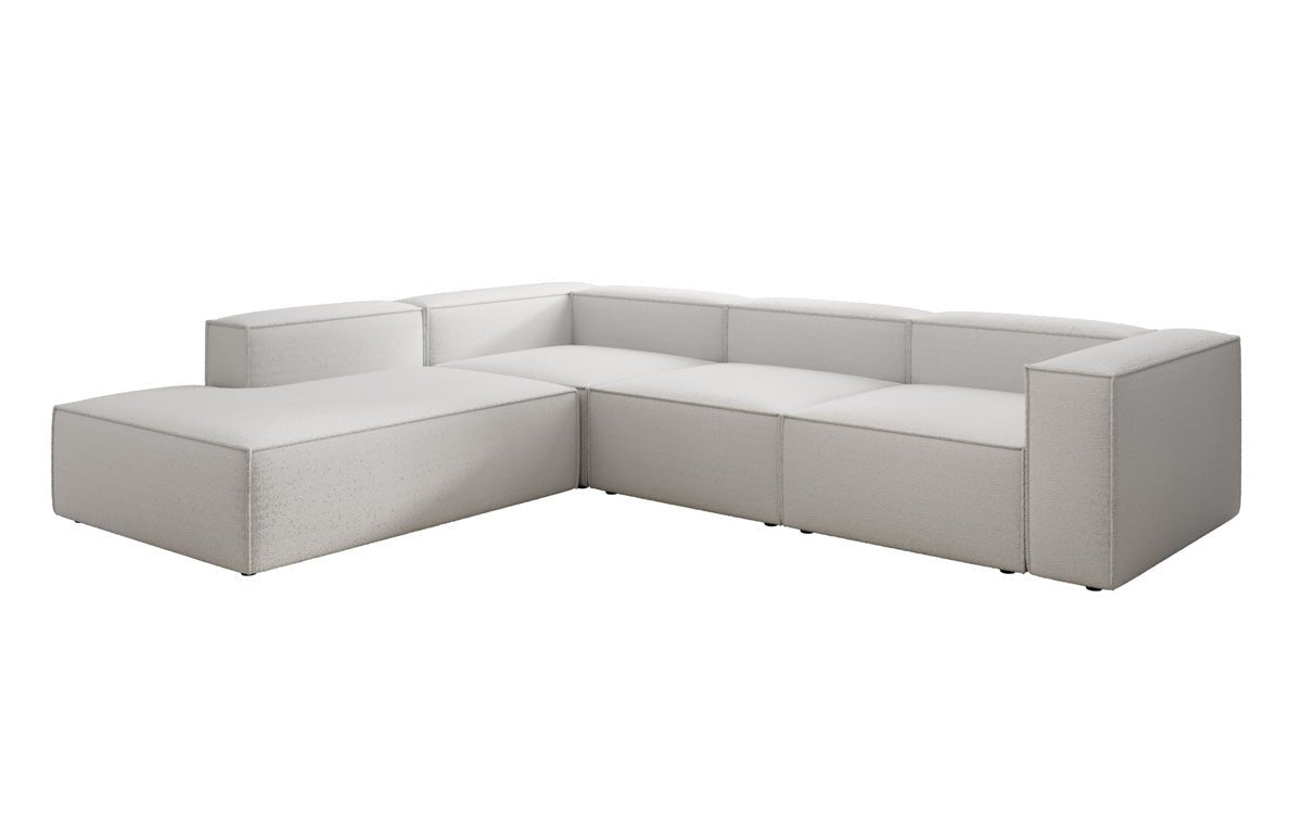 Designer Sofa Lesley L with long ottoman in Bouclé