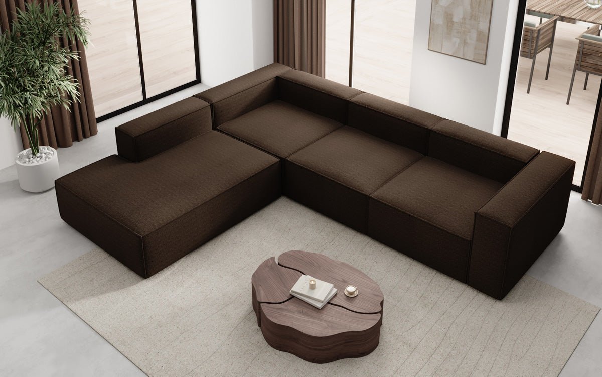 Designer Sofa Lesley L with long ottoman in Bouclé