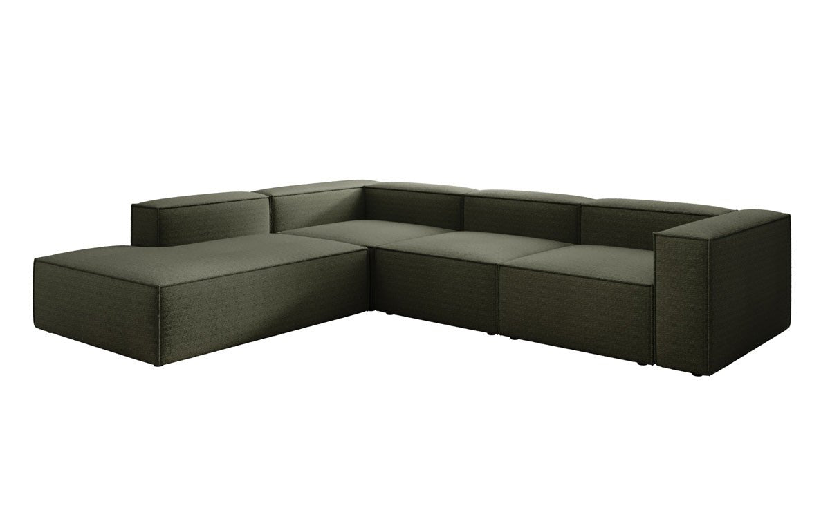 Designer Sofa Lesley L with long ottoman in Bouclé