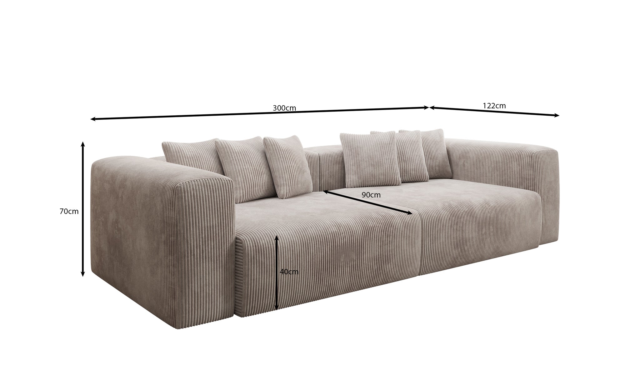 Designer Sofa Tully 3 Seater in Corduroy