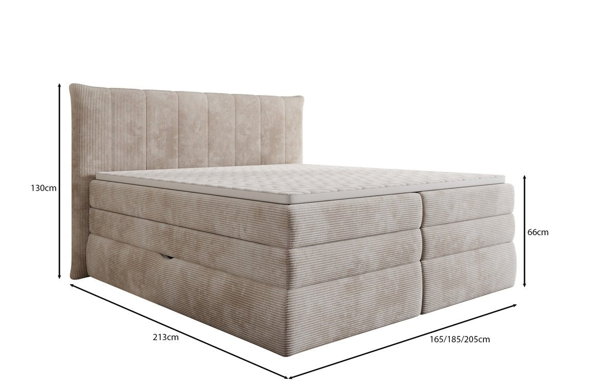 Boxspringbett Stella mit Stauraum in Cord