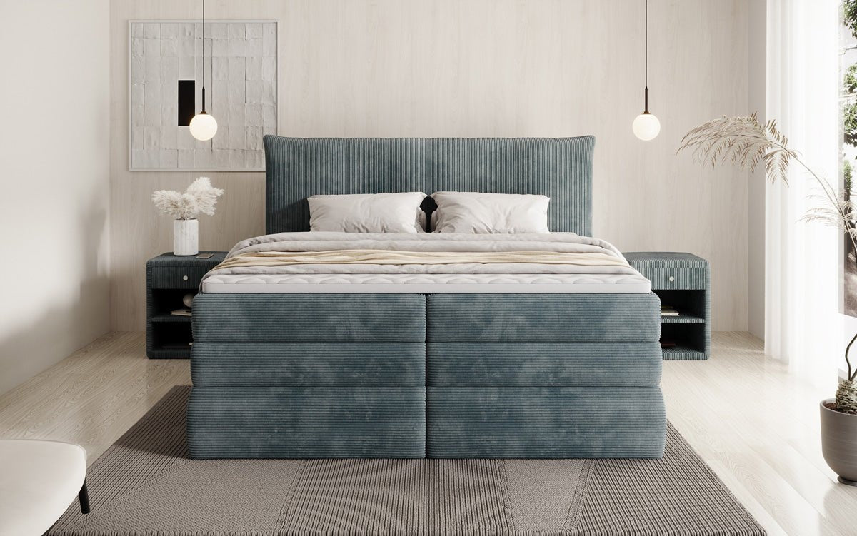 Boxspringbett Stella mit Stauraum in Cord