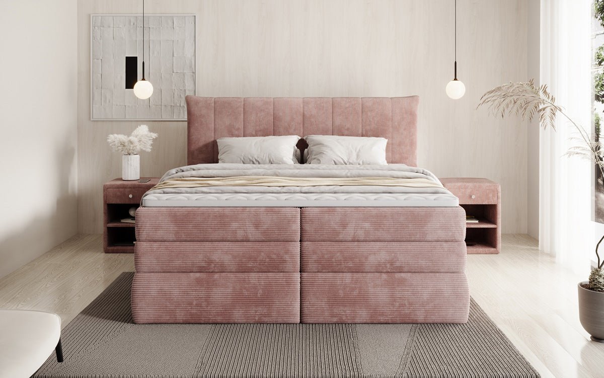 Boxspringbett Stella mit Stauraum in Cord