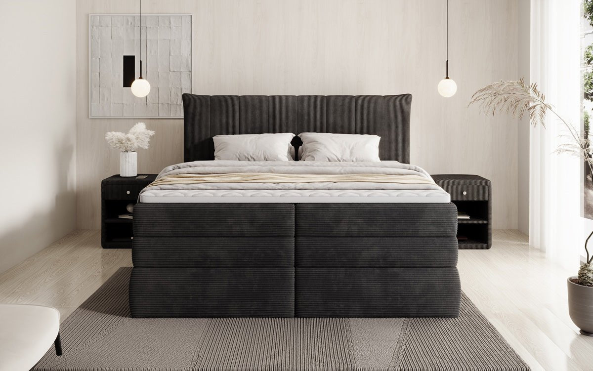 Boxspringbett Stella mit Stauraum in Cord