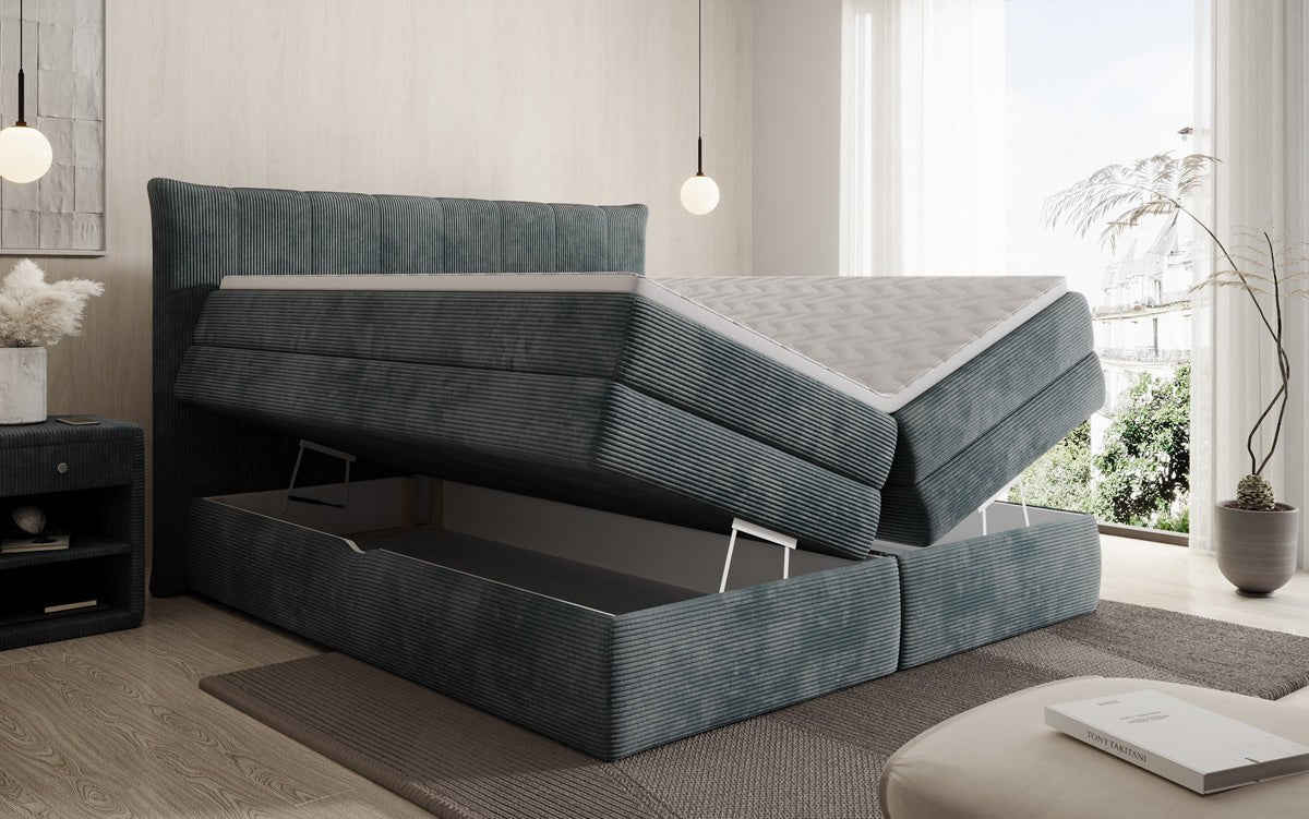 Boxspringbett Stella mit Stauraum in Cord