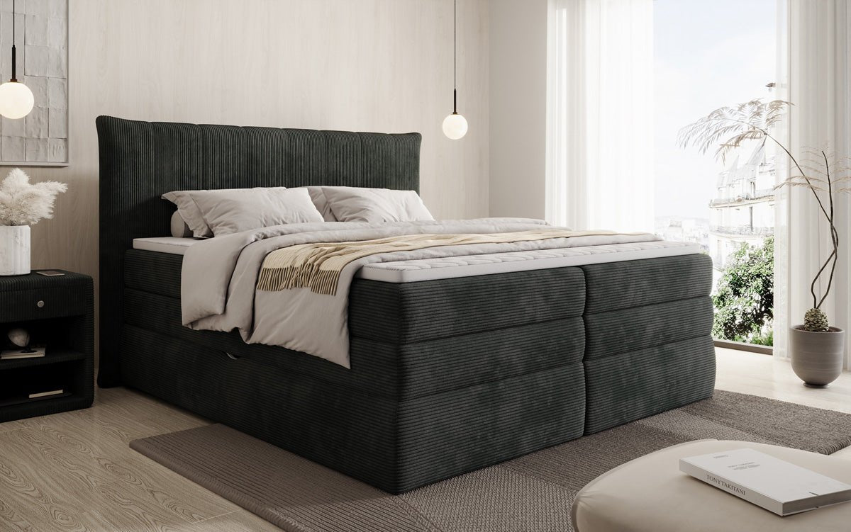 Boxspringbett Stella mit Stauraum in Cord