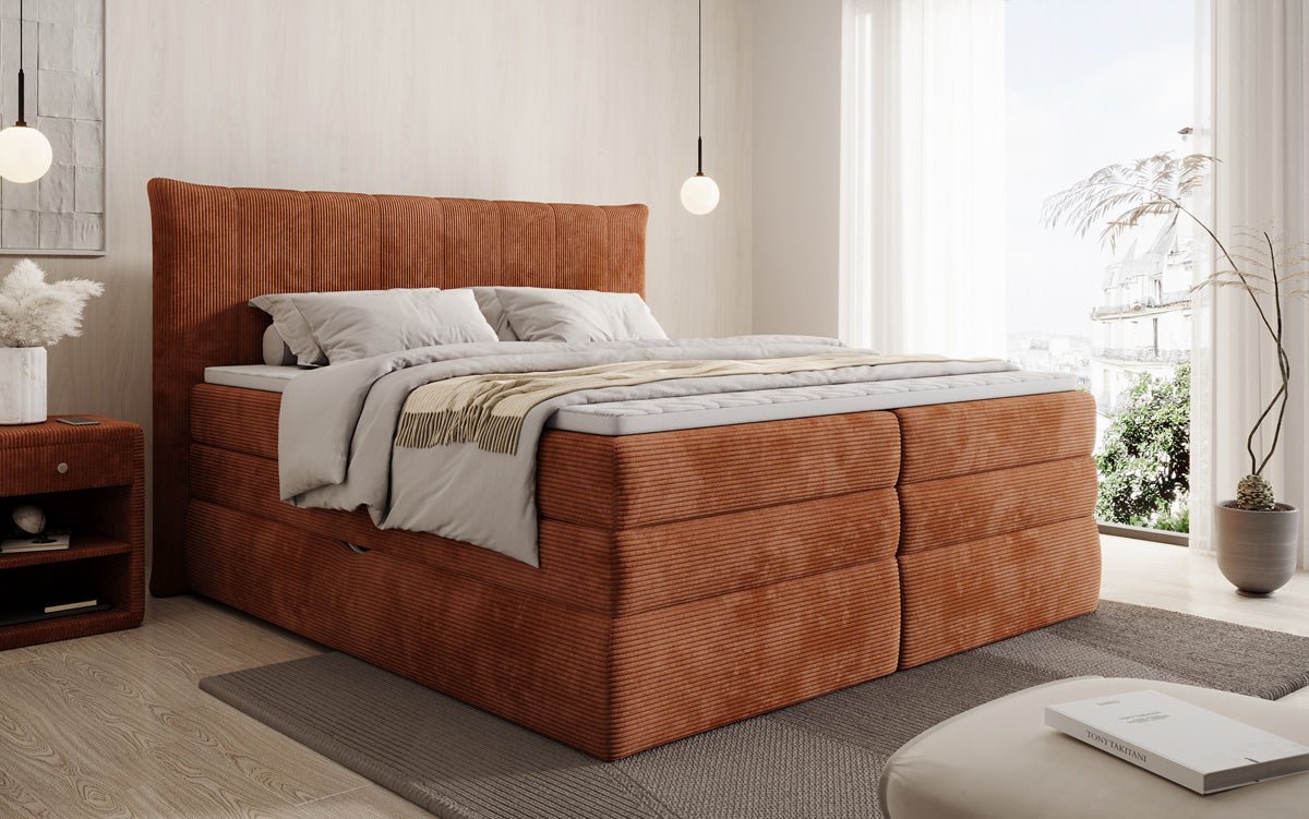 Boxspringbett Stella mit Stauraum in Cord