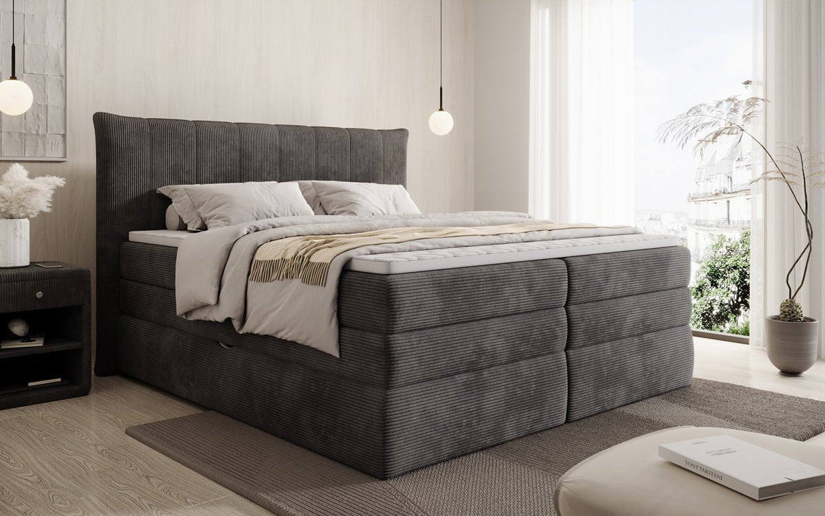 Boxspringbett Stella mit Stauraum in Cord