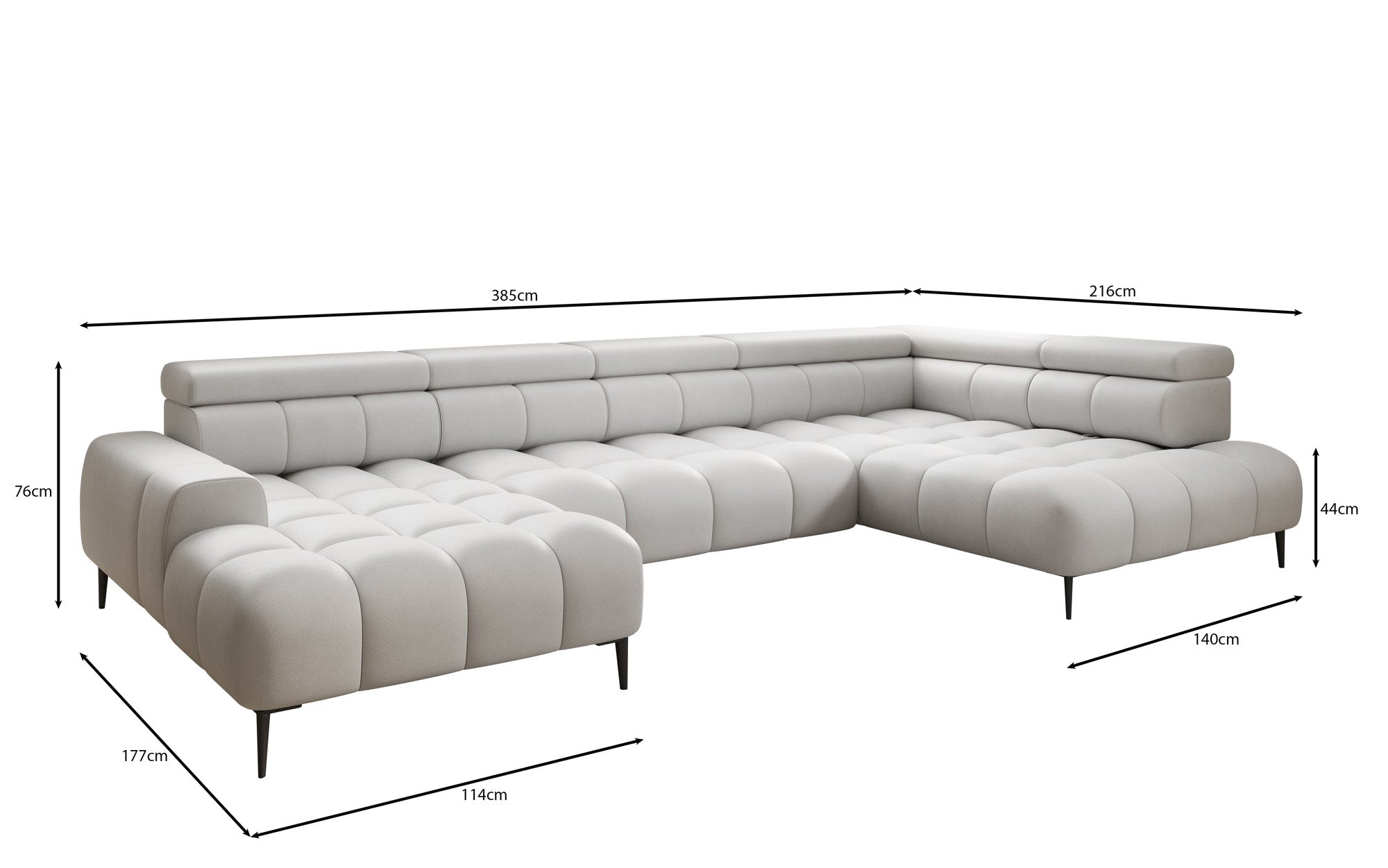 Designer Sofa Ceora U mit elektrischer Schlaffunktion und verstellbarerer Rückenlehne in Echtleder