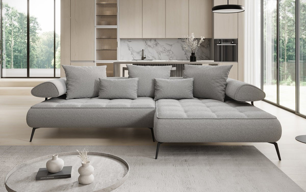 Designer Sofa Sydney L II Bouclé mit elektrischer Schlaffunktion