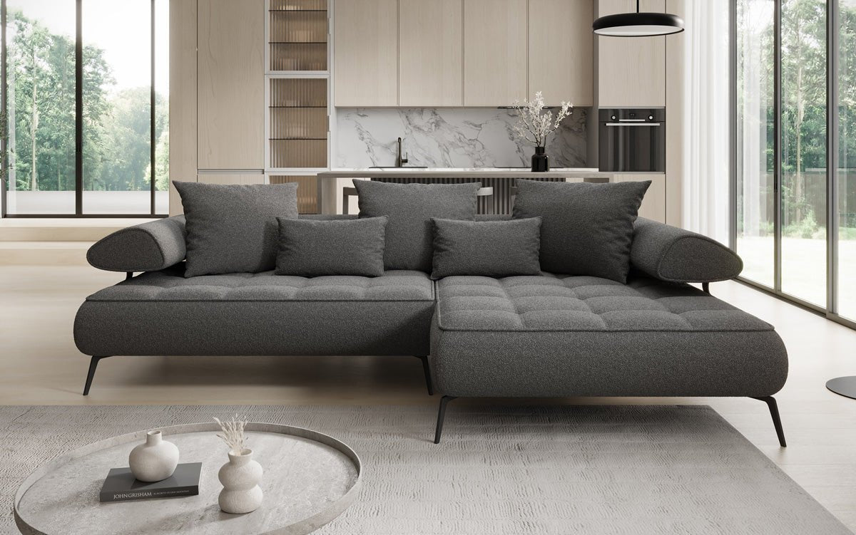 Designer Sofa Sydney L II Bouclé mit elektrischer Schlaffunktion