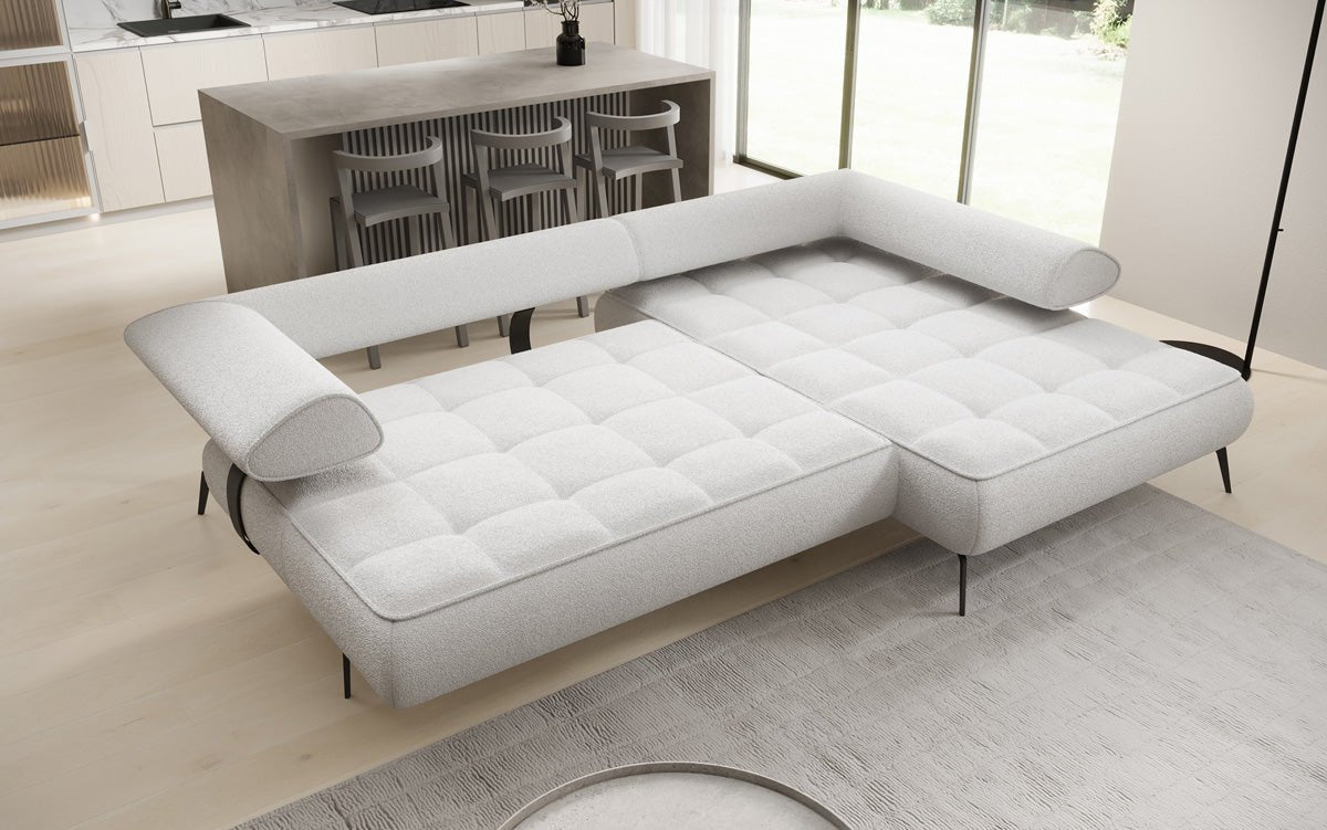 Designer Sofa Sydney L II Bouclé mit elektrischer Schlaffunktion