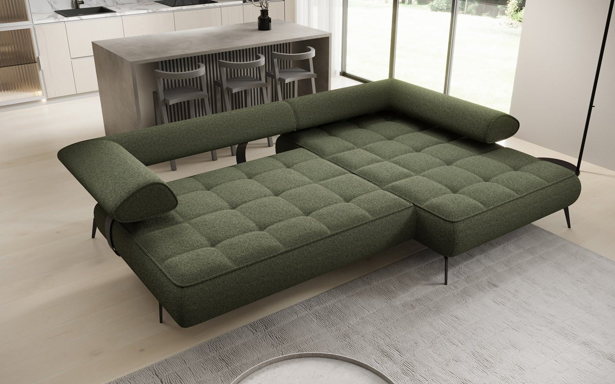 Designer Sofa Sydney L II Bouclé mit elektrischer Schlaffunktion