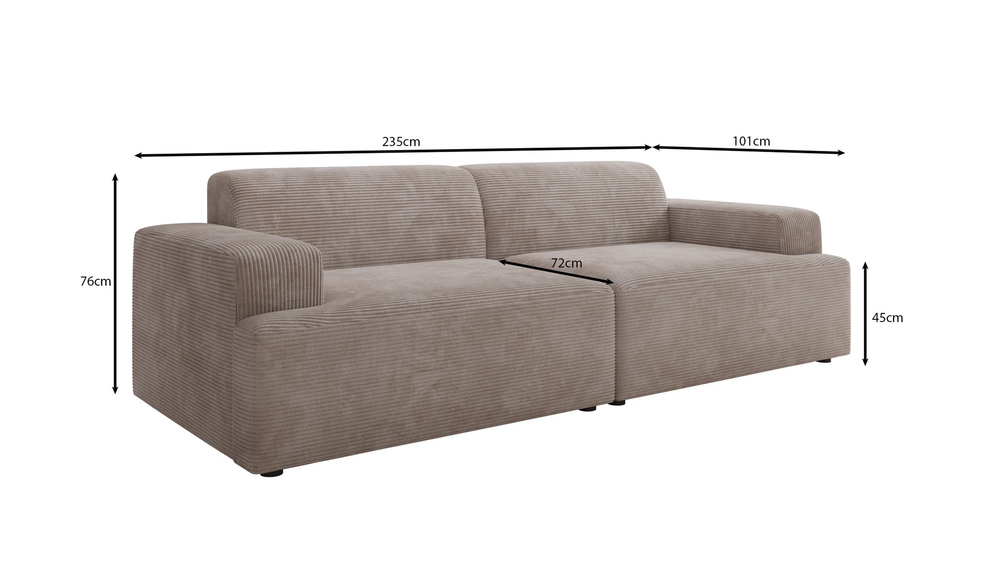 Designer 3 Sitzer Sofa Monza in Cord