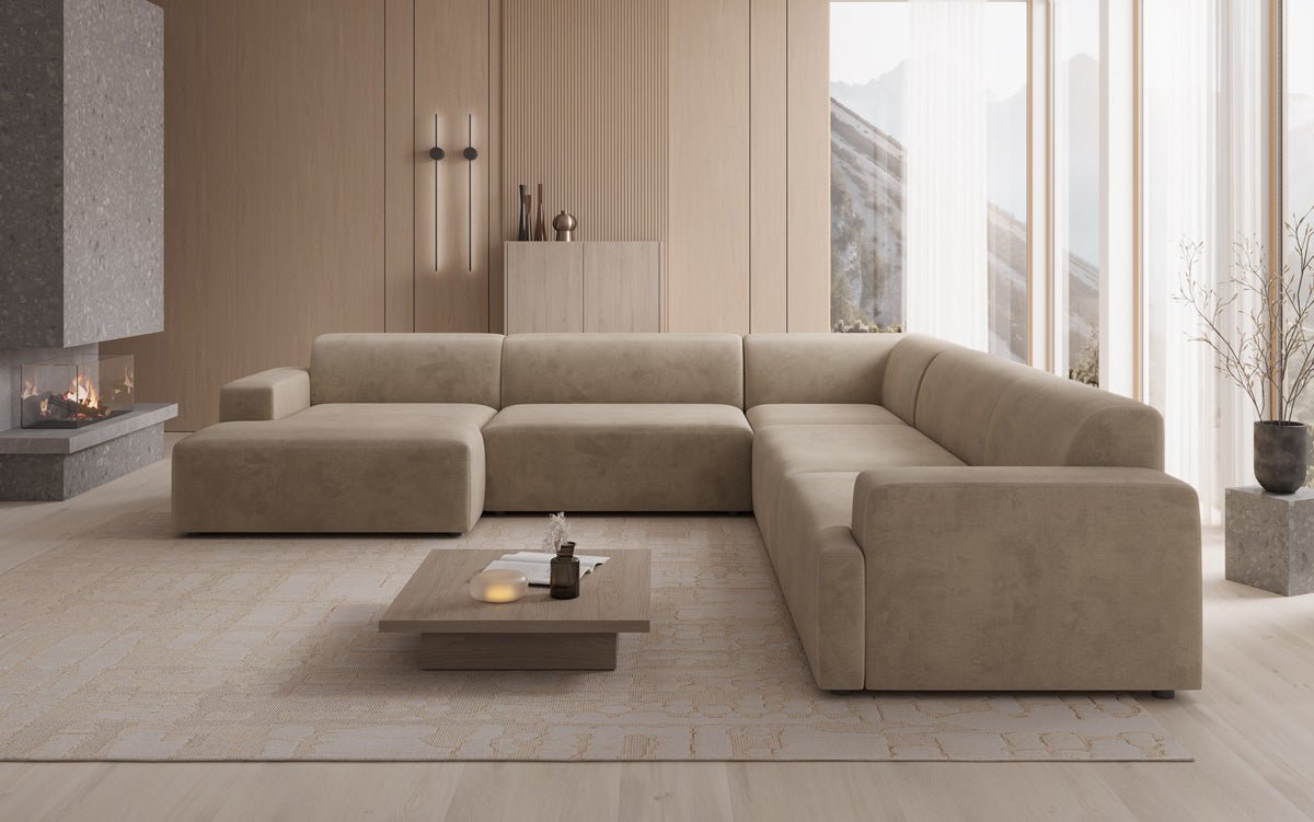 Designer Sofa Monza Wohnlandschaft U XXL in Samt