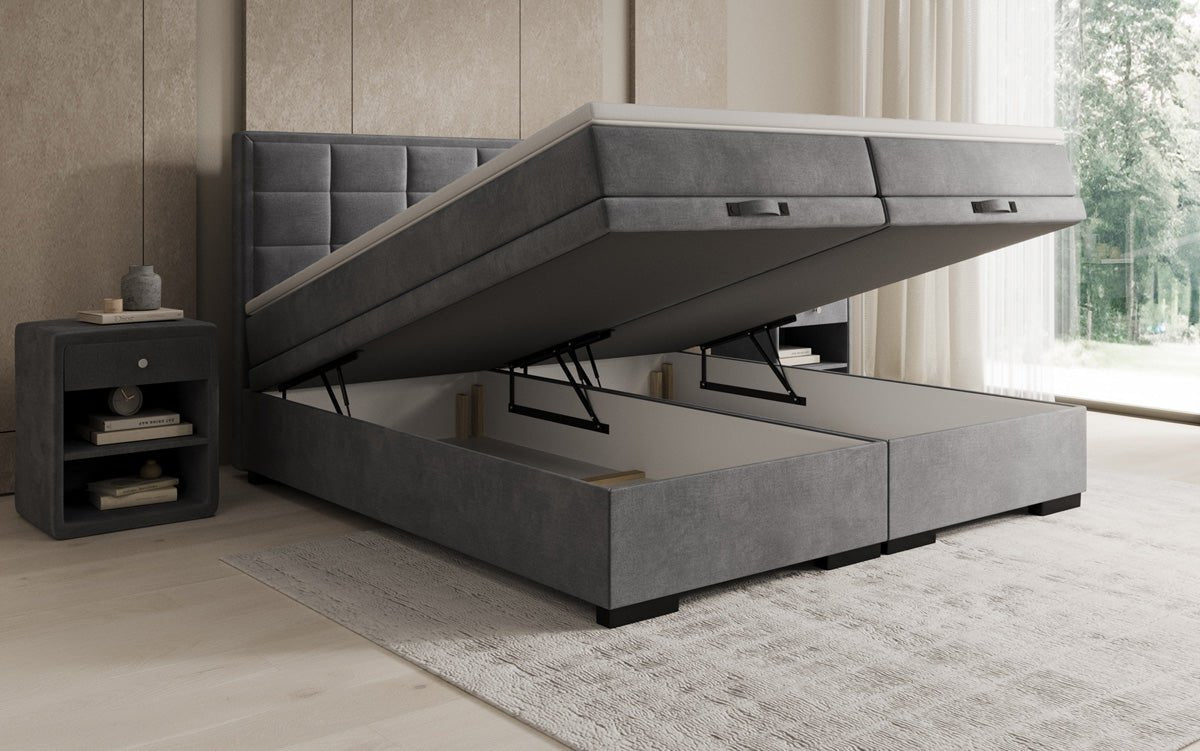 Boxspringbett Alessia mit Stauraum in Samt