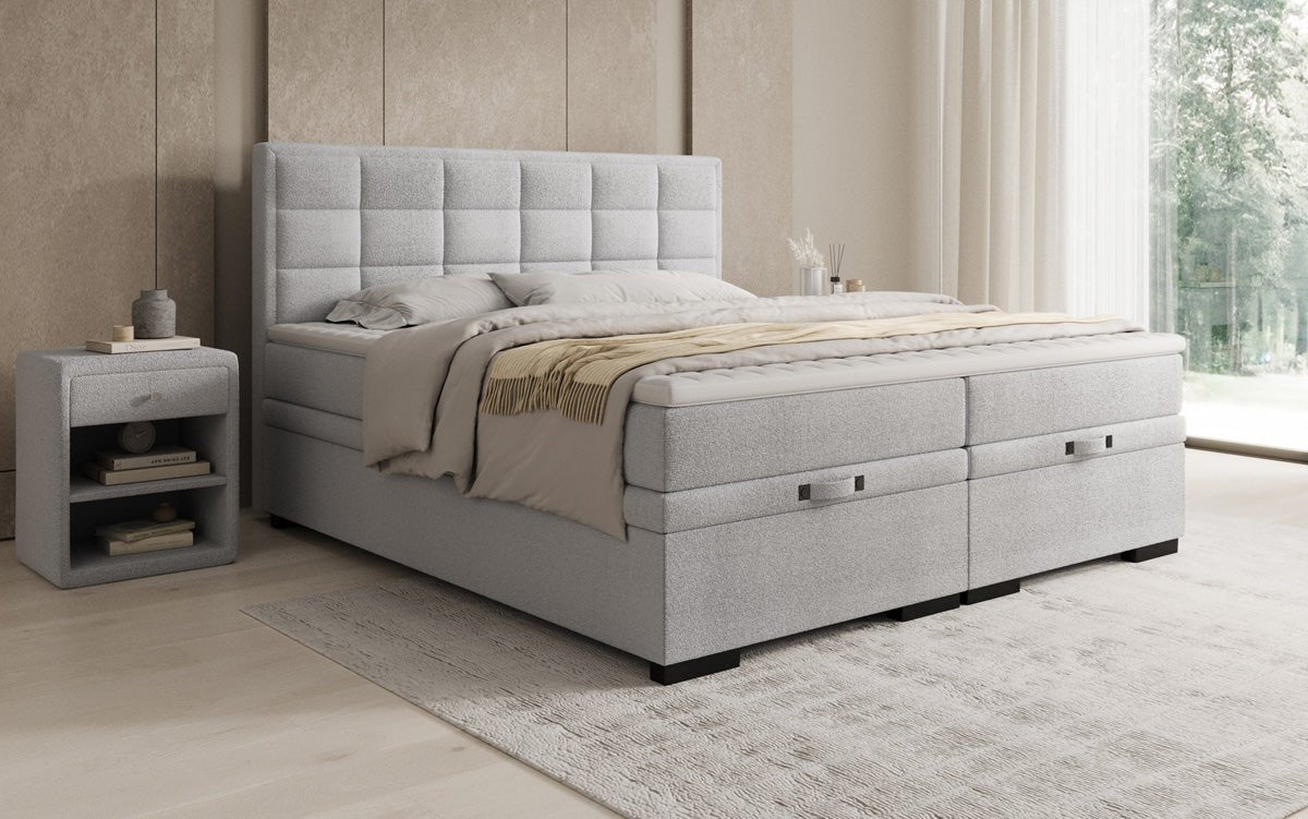 Boxspringbett Alessia mit Stauraum in Teddy Bouclé