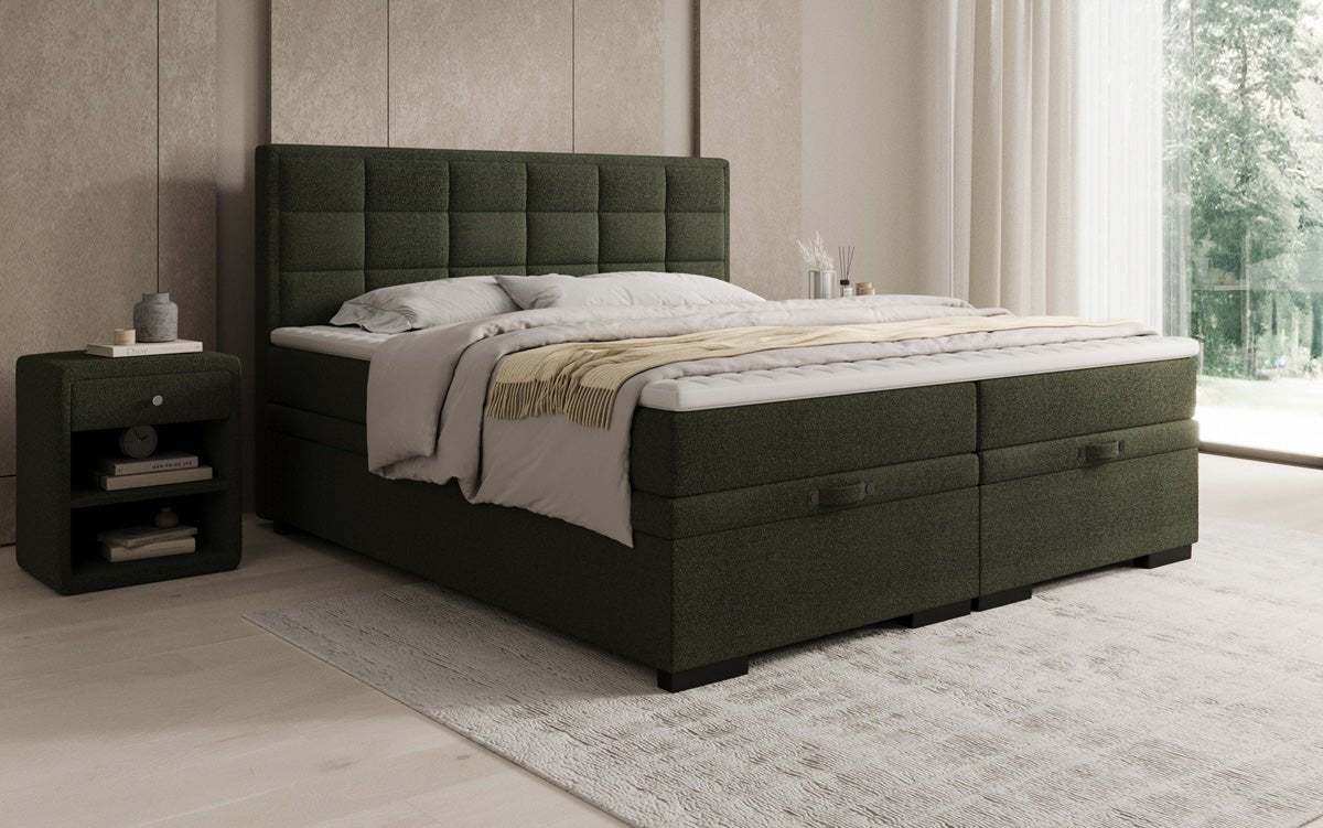 Boxspringbett Alessia mit Stauraum in Teddy Bouclé