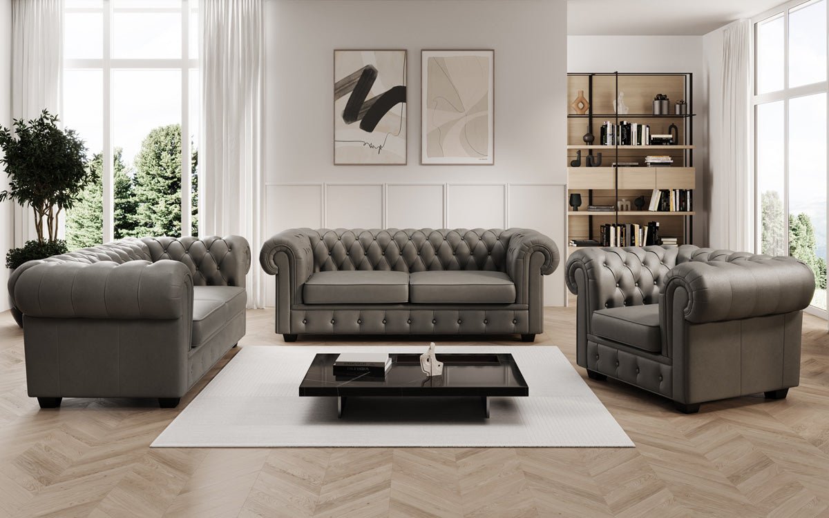 Chesterfield 2 Sitzer Sofa Royal in Echtleder