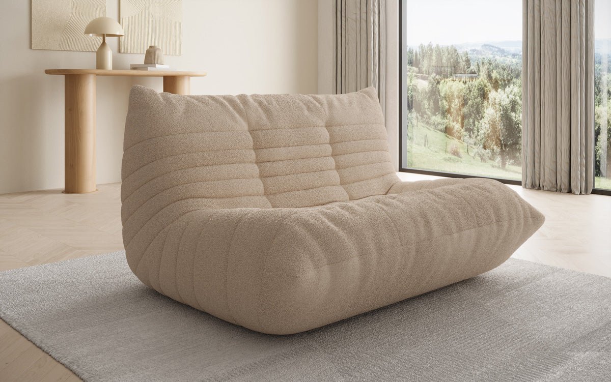 Designer 2 Sitzer Sofa Calmo in Teddy Bouclé