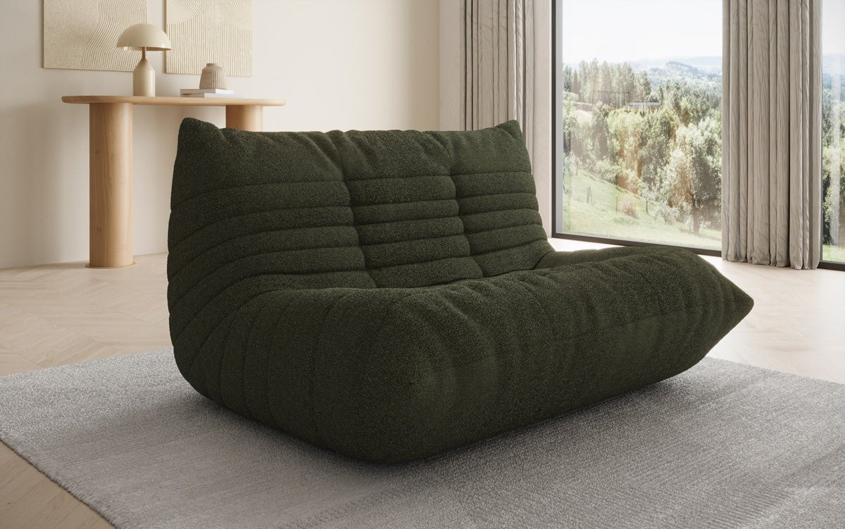Designer 2 Sitzer Sofa Calmo in Teddy Bouclé