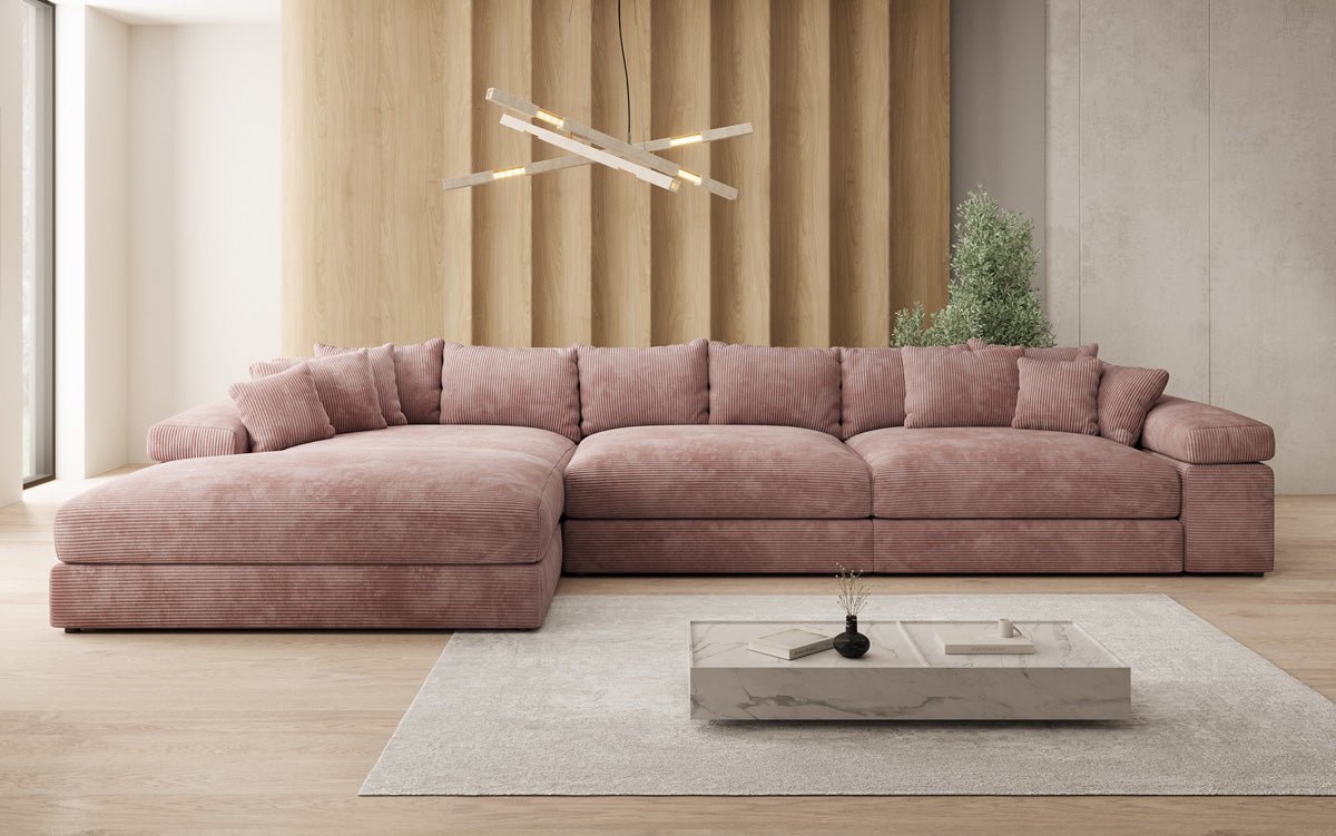 Designer Sofa Bernardo L Maxi mit breiter Ottomane in Cord