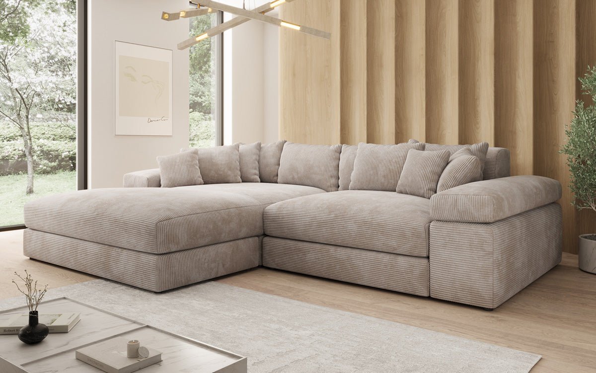 Designer Sofa Bernardo mit breiter Ottomane in Cord