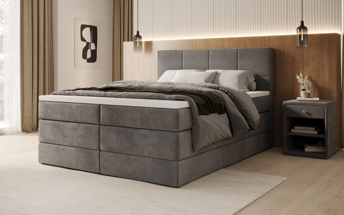 Boxspringbett Mareno mit Stauraum in Samt