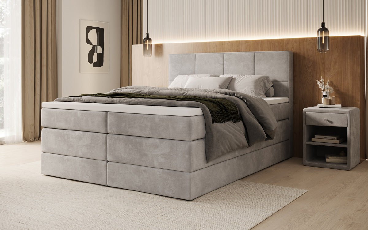 Boxspringbett Mareno mit Stauraum in Samt