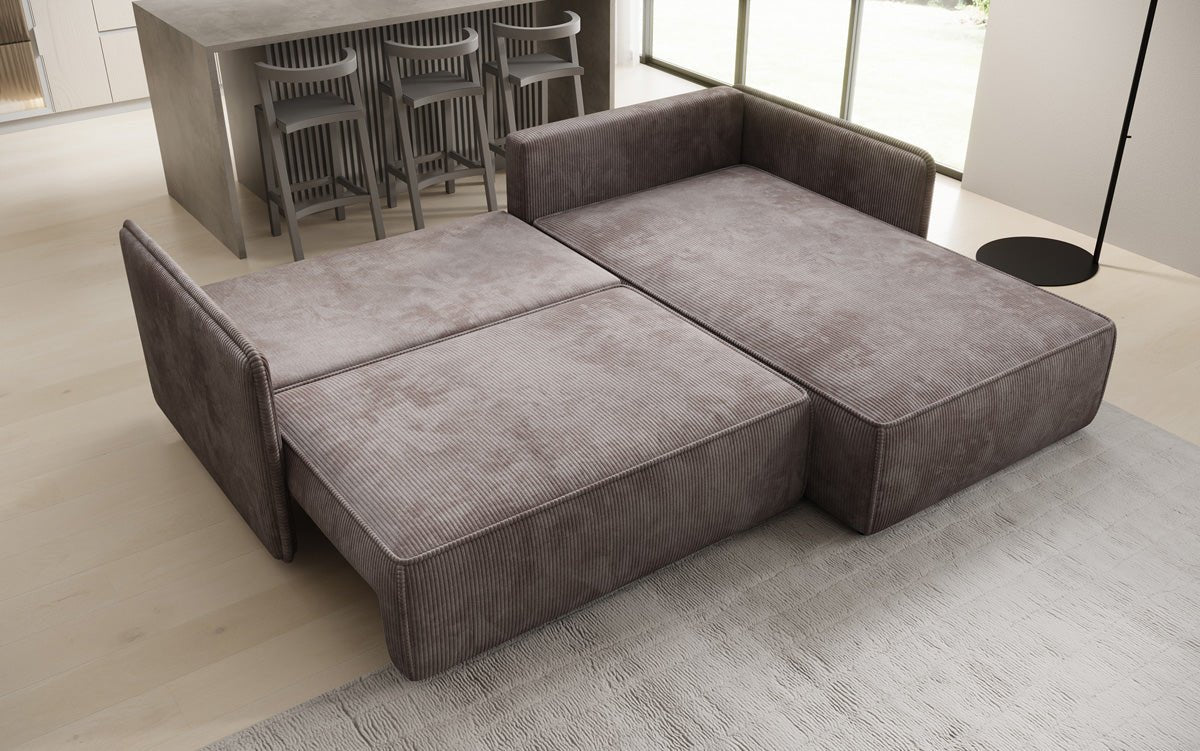 Designer Sofa Marlen mit Schlaf- und Klappfunktion in Cord