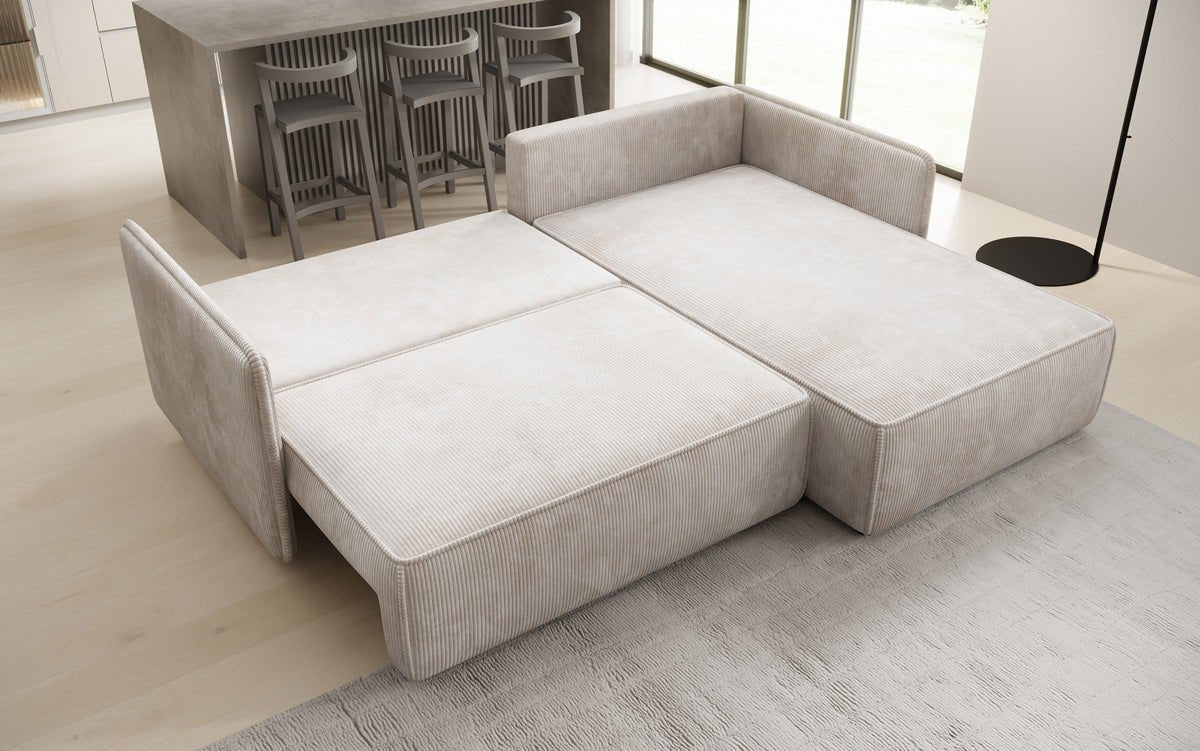 Designer Sofa Marlen mit Schlaf- und Klappfunktion in Cord