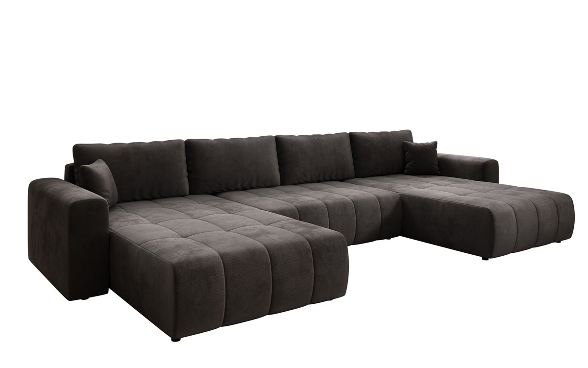 Designer Sofa Leveno U mit Schlaf- und Klappfunktion in Samt