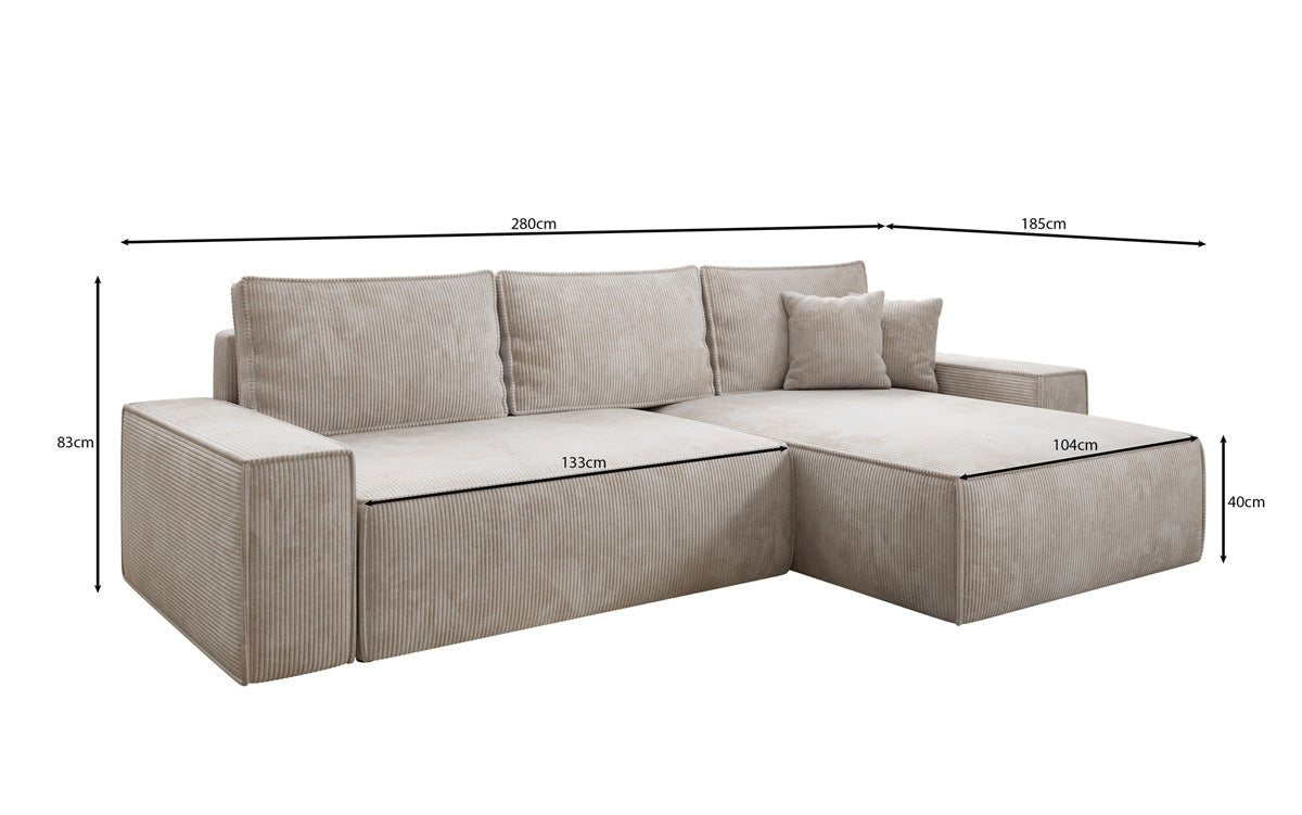 Designer Sofa Lunaro mit Schlaf- und Klappfunktion in Cord