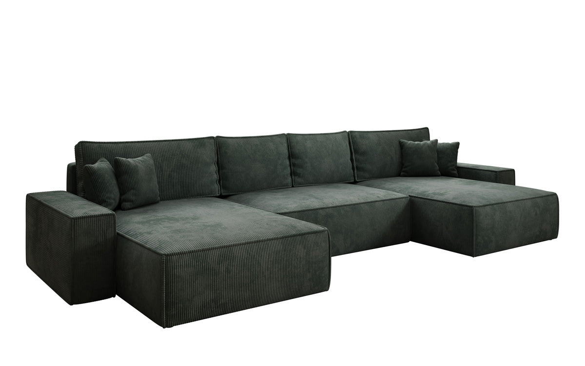 Designer Sofa Lunaro U mit Schlaffunktion und Stauraum in Cord