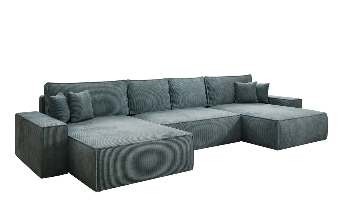 Designer Sofa Lunaro U mit Schlaffunktion und Stauraum in Cord