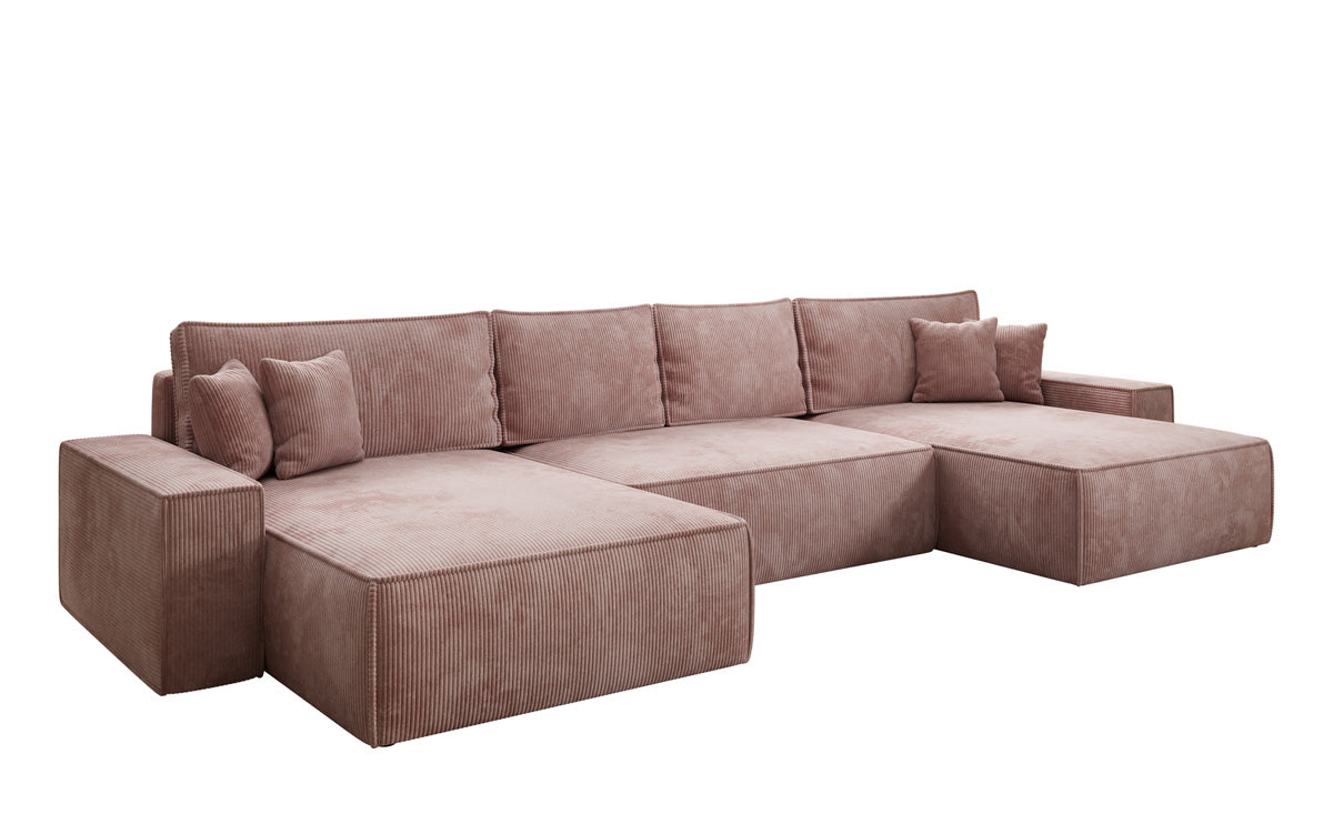 Designer Sofa Lunaro U mit Schlaffunktion und Stauraum in Cord