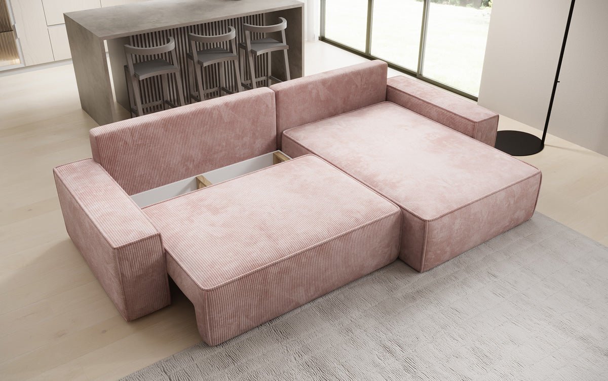 Designer Sofa Lunaro mit Schlaf- und Klappfunktion in Cord