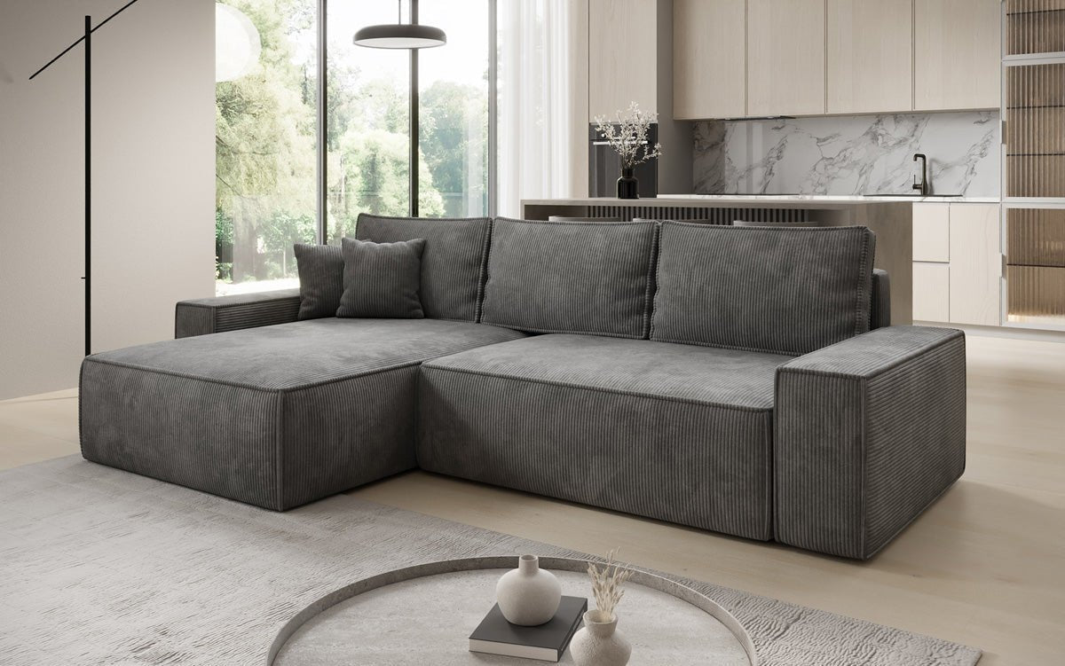 Designer Sofa Lunaro mit Schlaf- und Klappfunktion in Cord