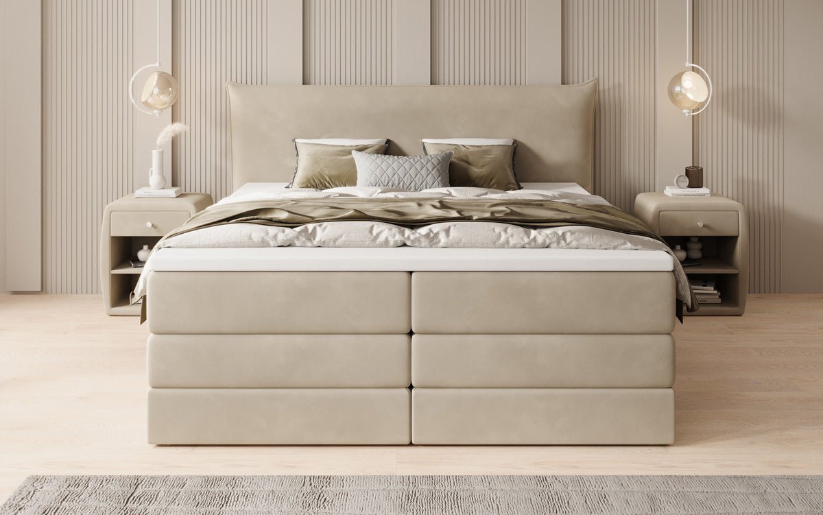 Boxspringbett Liana mit hochklappbarem Stauraum in Samt
