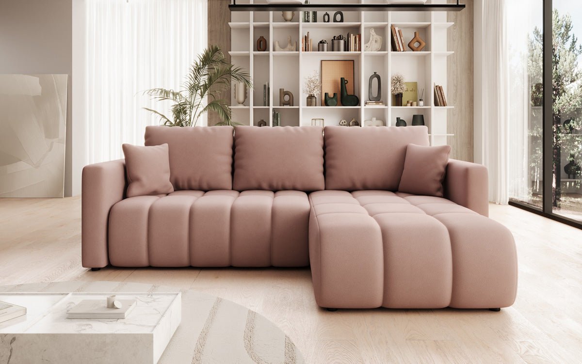 Designer Sofa Beatrice L mit Schlaf- und Klappfunktion in Stoff