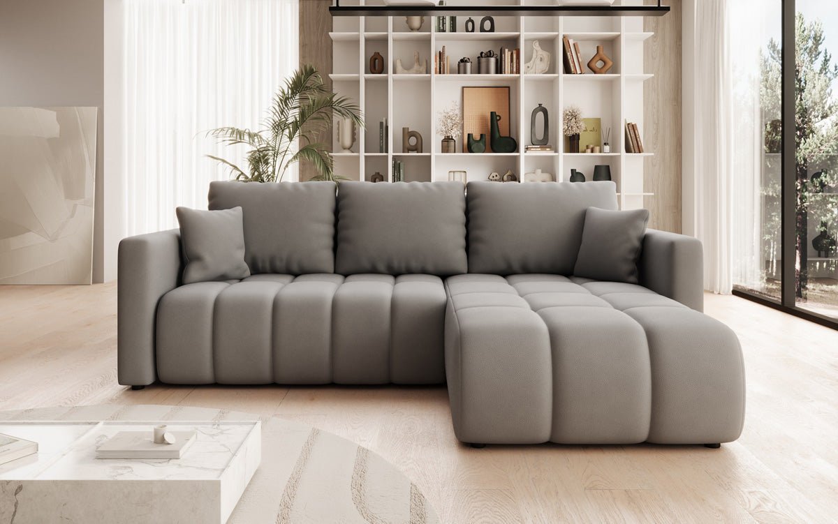 Designer Sofa Beatrice L mit Schlaf- und Klappfunktion in Stoff