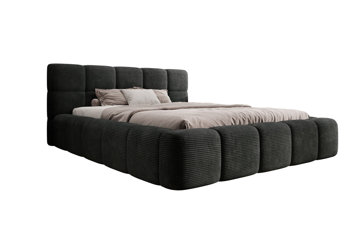 Designer Polsterbett Nox in Cord mit Stauraum