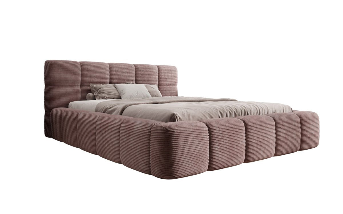 Designer Polsterbett Nox in Cord mit Stauraum