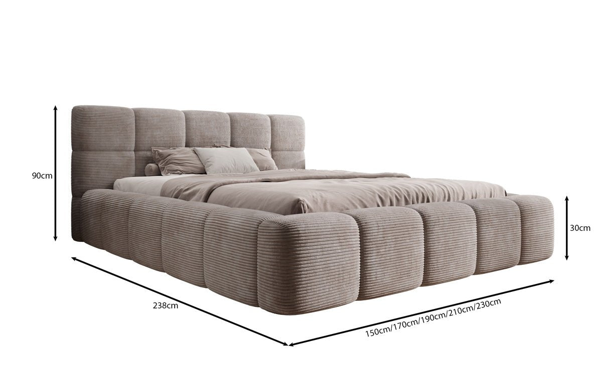 Designer Polsterbett Nox in Cord mit Stauraum