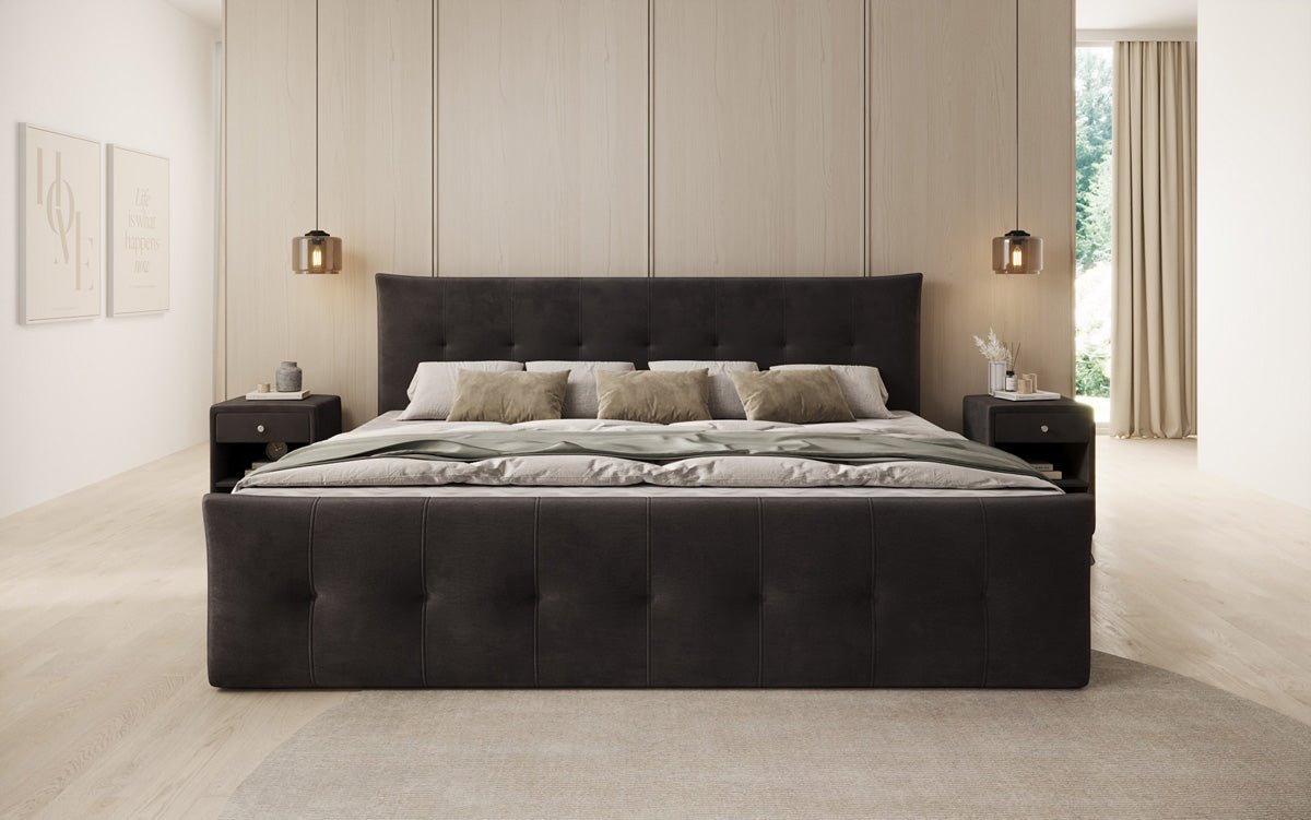 Familien Boxspringbett Valenza – 220/240x200 mit Stauraum in Samt