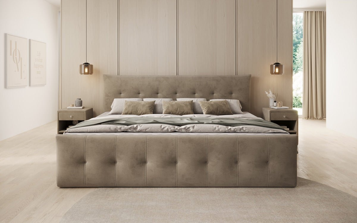 Familien Boxspringbett Valenza – 220/240x200 mit Stauraum in Samt