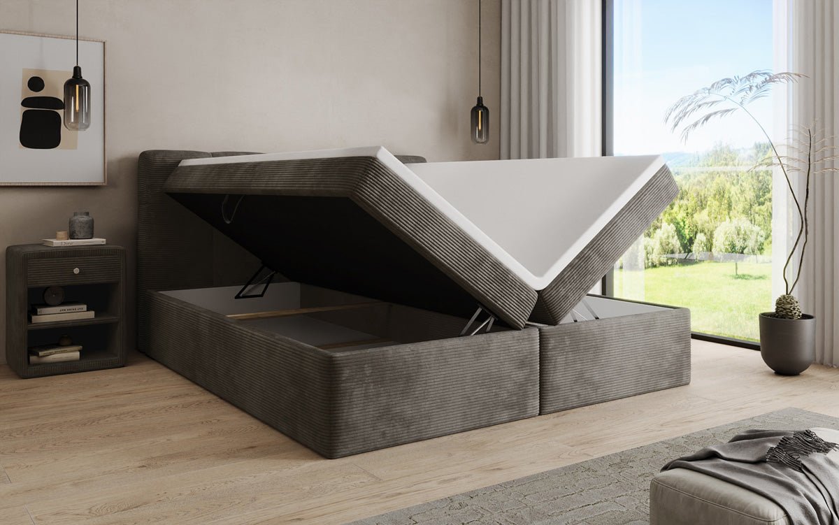 Boxspringbett Cozy II in Cord mit Stauraum