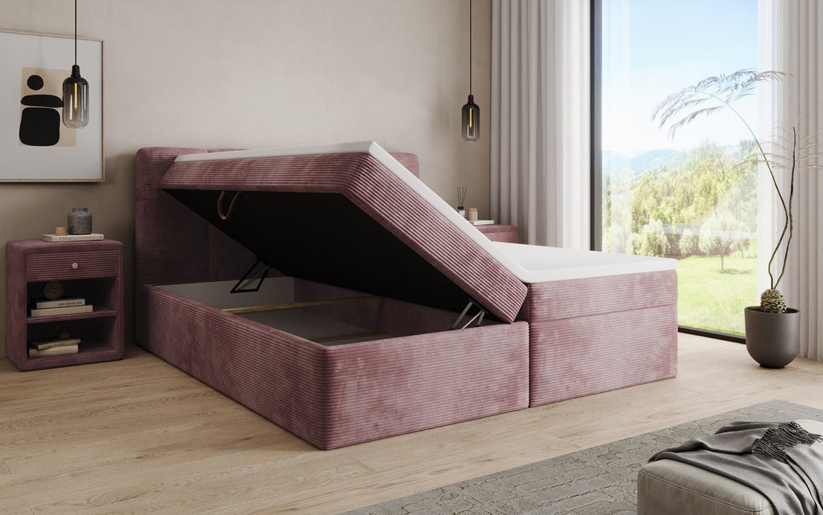 Boxspringbett Cozy II in Cord mit Stauraum